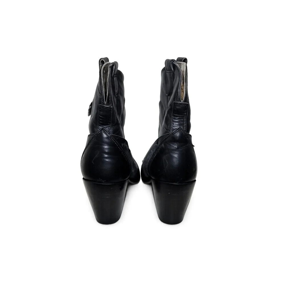 Mark Nason Siren‎ Ankle Boots 6 Black Italian Leather Dragon Zipper Rocker 69106